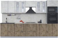 Кухонный гарнитур Интерлиния Мила 3.2 ВТ (бетон лайт/дуб веллингтон/опал светлый) - 