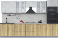 Кухонный гарнитур Интерлиния Мила 3.2 ВТ (бетон лайт/дуб золотой/опал светлый) - 
