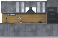 Готовая кухня Интерлиния Мила 3.2 ВТ (бетон потленд/бетон портленд/дуб бунратти) - 