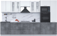 Готовая кухня Интерлиния Мила 3.4 ВТ (белый платинум/бетон портленд/белый гранит) - 