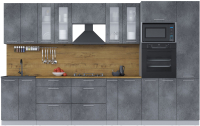 Готовая кухня Интерлиния Мила 3.4 ВТ (бетон портленд/бетон портленд/дуб бунратти) - 