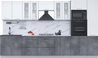 Готовая кухня Интерлиния Мила 3.6 ВТ (белый платинум/бетон портленд/белый гранит) - 