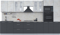 Кухонный гарнитур Интерлиния Мила 3.6 ВТ (бетон лайт/антрацит/опал светлый) - 