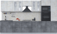 Кухонный гарнитур Интерлиния Мила 3.6 ВТ (бетон лайт/бетон портленд/опал светлый) - 