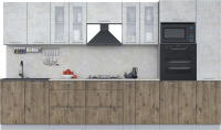 Кухонный гарнитур Интерлиния Мила 3.6 ВТ (бетон лайт/дуб веллингтон/опал светлый) - 