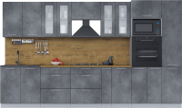 Кухонный гарнитур Интерлиния Мила 3.6 ВТ (бетон портленд/бетон портленд/дуб бунратти) - 
