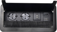 Блок розеточный AKS Atlas USB выдвижной (2 розетки, черный) - 