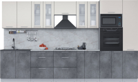Кухонный гарнитур Интерлиния Мила 3.6 ВТ (персидский жемчуг/бетон портленд/серый каспий) - 
