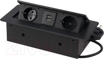 Блок розеточный AKS Nova USB выдвижной (2 розетки, черный)