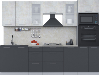 Кухонный гарнитур Интерлиния Мила 2.8 ВТ (бетон лайт/антрацит/опал светлый) - 