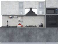 Кухонный гарнитур Интерлиния Мила 2.8 ВТ (бетон лайт/бетон портленд/опал светлый) - 