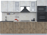 Кухонный гарнитур Интерлиния Мила 2.8 ВТ (бетон лайт/дуб веллингтон/опал светлый) - 