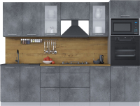 Кухонный гарнитур Интерлиния Мила 2.8 ВТ (бетон портленд/бетон портленд/дуб бунратти) - 