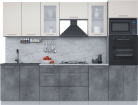 Кухонный гарнитур Интерлиния Мила 2.8 ВТ (персидский жемчуг/бетон портленд/серый каспий) - 
