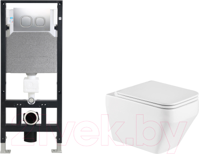 Унитаз подвесной с инсталляцией WeltWasser Amberg 506 + Hofbach 041 GL-WT + Amberg RD-CR