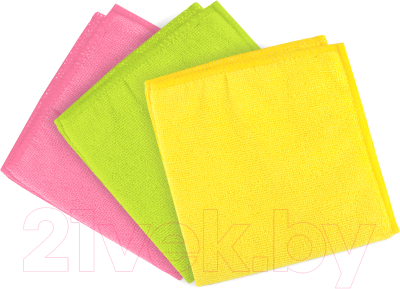 Набор салфеток хозяйственных Laima 601245 (3шт, розовый/зеленый/желтый)
