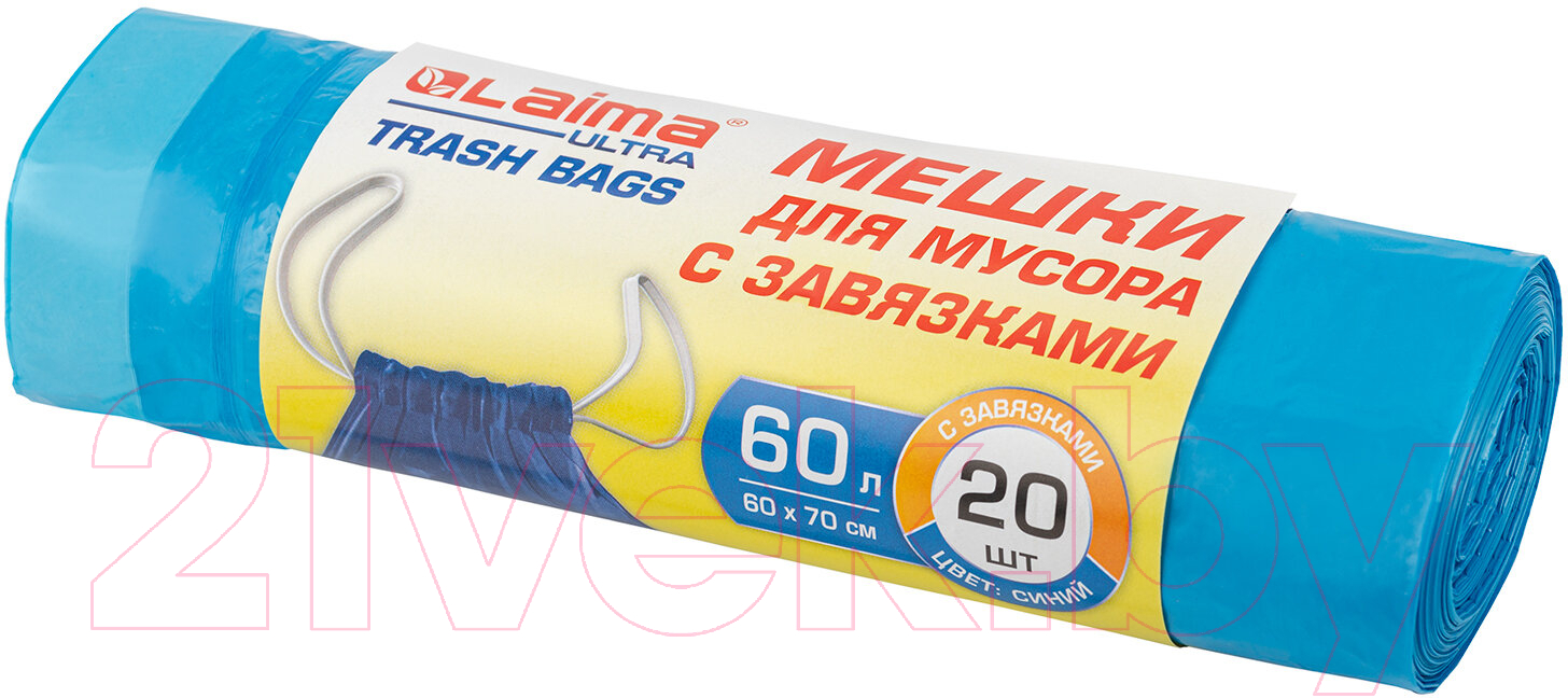 Пакеты для мусора Laima 60л / 607692 (20шт, синий) — фото 4
