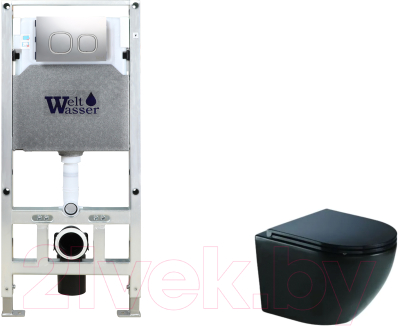 Унитаз подвесной с инсталляцией WeltWasser Amberg 506 ST + Merzbach 043 MT-BL + Amberg RD-MT CR