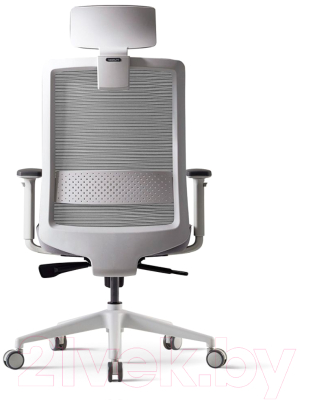 Кресло офисное Bestuhl S30 White Pl с подголовником и регулируем. подлокотником (черная сетка/серая ткань)