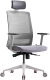Кресло офисное Bestuhl S30 White Pl с подголовником и регулируем. подлокотником (черная сетка/серая ткань) - 
