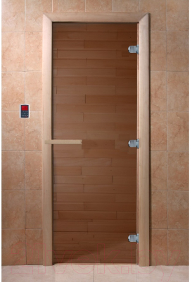 Стеклянная дверь для бани/сауны Doorwood Теплый день 200x70 (бронза,коробка хвоя)