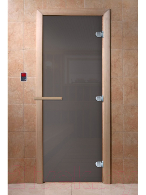 Стеклянная дверь для бани/сауны Doorwood Сумерки 180x70 (графит, коробка хвоя)