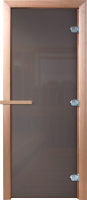 Стеклянная дверь для бани/сауны Doorwood Сумерки 180x70 (графит,коробка листва) - 