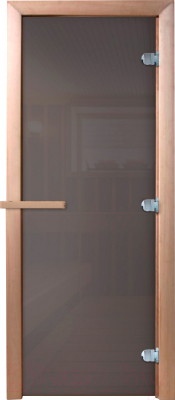 Стеклянная дверь для бани/сауны Doorwood Сумерки 180x70 (графит,коробка листва)