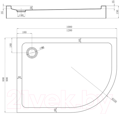 Душевой поддон Veconi TZ-55L / TZ55L-12090-C5