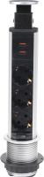Блок розеточный AKS Nova Vulcan USB выдвижной (3 розетки, шлифованная сталь) - 
