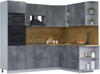 Готовая кухня Интерлиния Мила Лайт 1.88x2.4 правая (бетон потленд/бетон портленд/дуб бунратти) - 