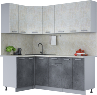 Кухонный гарнитур Интерлиния Мила Лайт 1.2x2.0 (бетон лайт/бетон портленд/опал светлый) - 