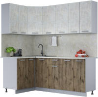 Кухонный гарнитур Интерлиния Мила Лайт 1.2x2.0 (бетон лайт/дуб веллингтон/опал светлый) - 