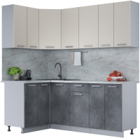 Готовая кухня Интерлиния Мила Лайт 1.2x2.0 (персидский жемчуг/бетон портленд/серый каспий) - 