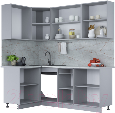 Готовая кухня Интерлиния Мила Лайт 1.2x2.0 (персидский жемчуг/бетон портленд/серый каспий)