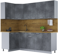 Кухонный гарнитур Интерлиния Мила Лайт 1.2x2.2 (бетон потленд/бетон портленд/дуб бунратти) - 
