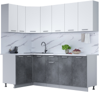 Кухонный гарнитур Интерлиния Мила Лайт 1.2x2.3 (белый платинум/бетон портленд/белый гранит) - 