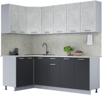 Кухонный гарнитур Интерлиния Мила Лайт 1.2x2.3 (бетон лайт/антрацит/опал светлый) - 