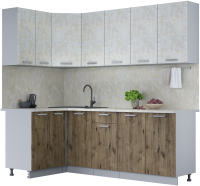 Кухонный гарнитур Интерлиния Мила Лайт 1.2x2.3 (бетон лайт/дуб веллингтон/опал светлый) - 