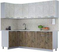 Готовая кухня Интерлиния Мила Лайт 1.2x2.4 (бетон лайт/дуб веллингтон/опал светлый) - 