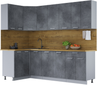 Готовая кухня Интерлиния Мила Лайт 1.2x2.4 (бетон потленд/бетон портленд/дуб бунратти) - 