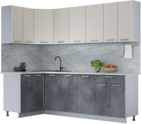 Готовая кухня Интерлиния Мила Лайт 1.2x2.4 (персидский жемчуг/бетон портленд/серый каспий) - 