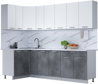 Готовая кухня Интерлиния Мила Лайт 1.2x2.5 (белый платинум/бетон портленд/белый гранит) - 