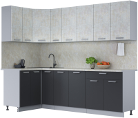 Кухонный гарнитур Интерлиния Мила Лайт 1.2x2.5 (бетон лайт/антрацит/опал светлый) - 