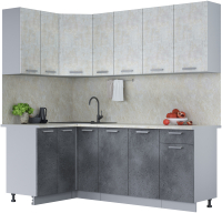 Кухонный гарнитур Интерлиния Мила Лайт 1.2x2.1 (бетон лайт/бетон портленд/опал светлый) - 