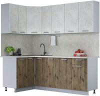 Кухонный гарнитур Интерлиния Мила Лайт 1.2x2.1 (бетон лайт/дуб веллингтон/опал светлый) - 