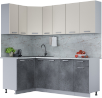 Готовая кухня Интерлиния Мила Лайт 1.2x2.1 (персидский жемчуг/бетон портленд/серый каспий) - 