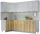 Готовая кухня Интерлиния Мила Лайт 1.2x2.5 (бетон лайт/дуб золотой/опал светлый) - 
