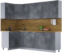 Готовая кухня Интерлиния Мила Лайт 1.2x2.5 (бетон потленд/бетон портленд/дуб бунратти) - 