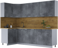 Готовая кухня Интерлиния Мила Лайт 1.2x2.6 (бетон потленд/бетон портленд/дуб бунратти) - 